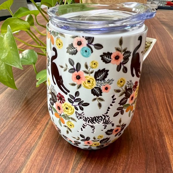 Colorful Blue Cats and Posies Wineglass/Mug - Picture 1 of 6